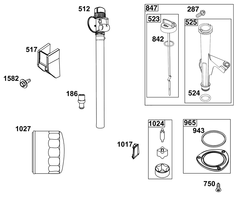 Lubrication Group Diagram and Parts List for 44X977-0012-G1  Briggs and Stratton Engine